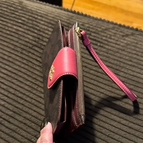 Coach Brown and Magenta Wristlet - Picture 4 of 4